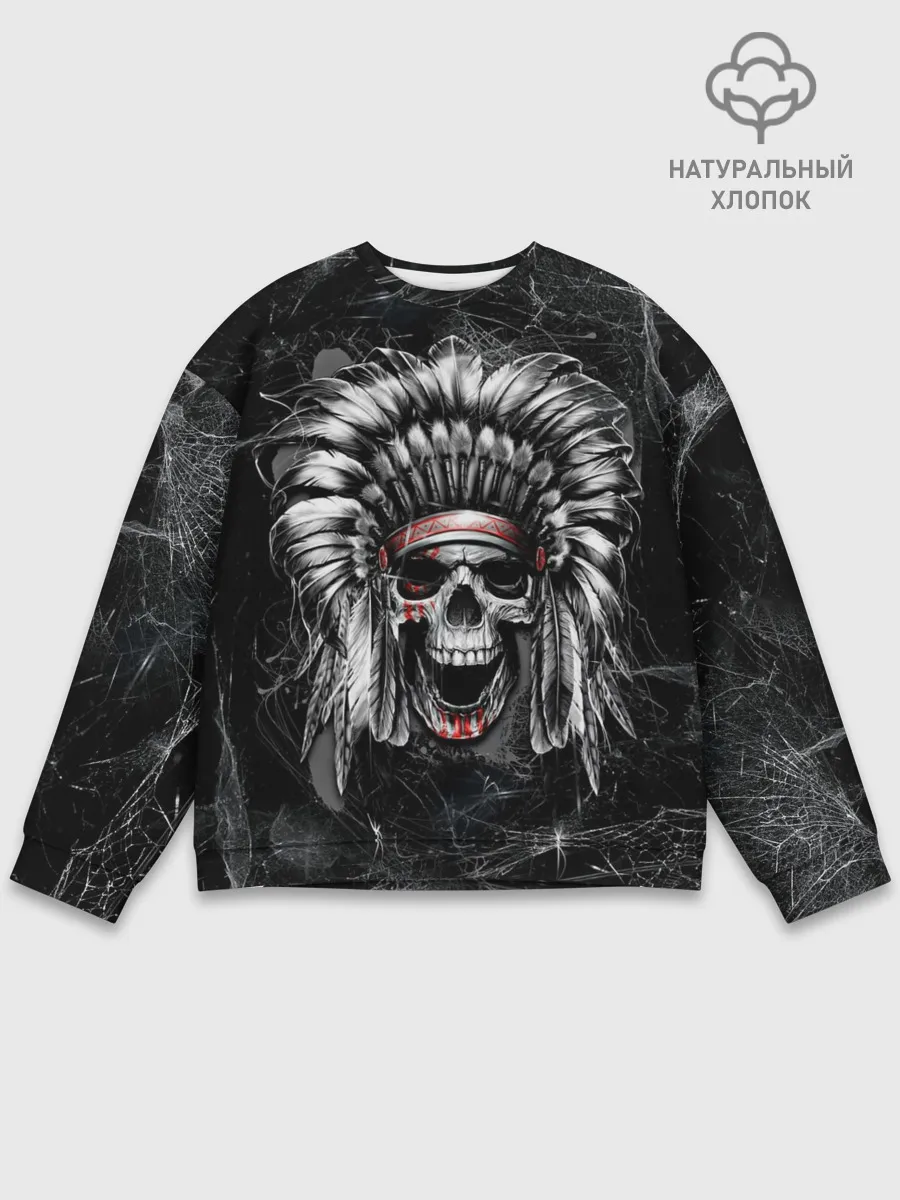 Мужской свитшот базовый / Индеец череп