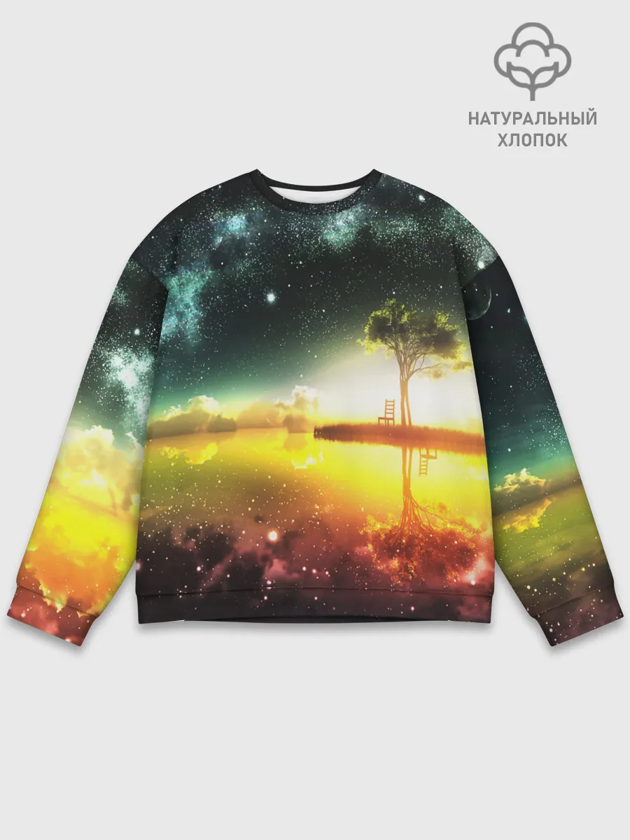 Мужской свитшот базовый / Закат со звездами