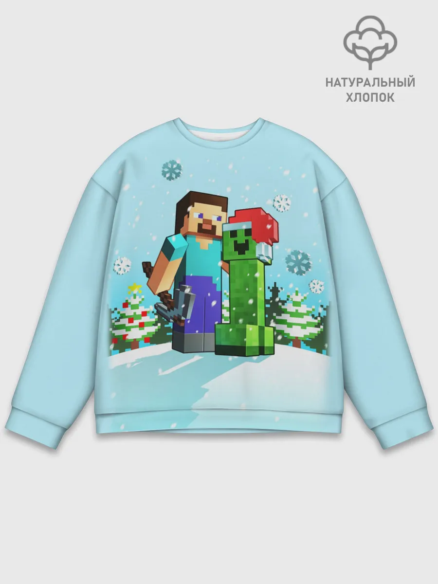 Мужской свитшот базовый / MINECRAFT НОВОГОДНИЙ
