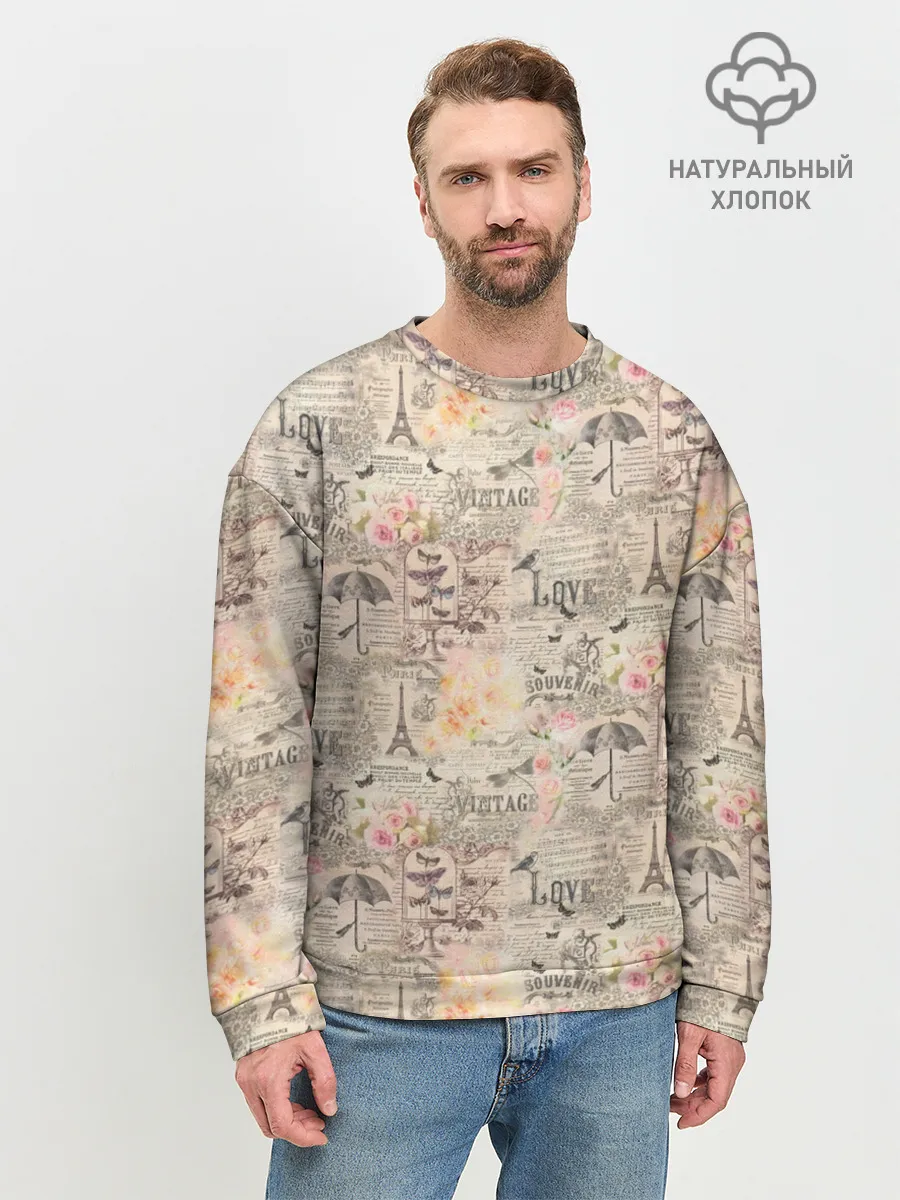 Мужской свитшот базовый / Paris vintage theme