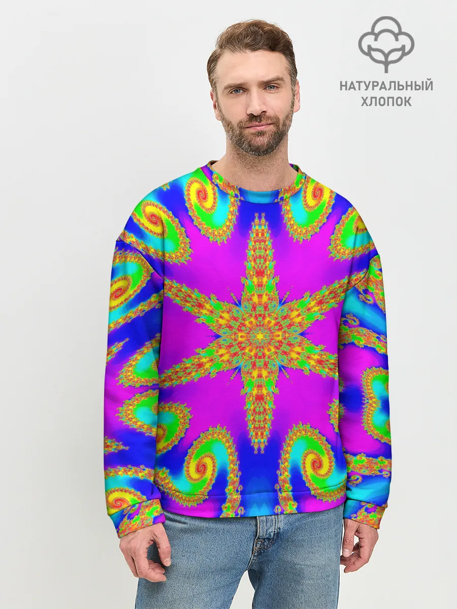 Мужской свитшот базовый / Неоновый фрактал