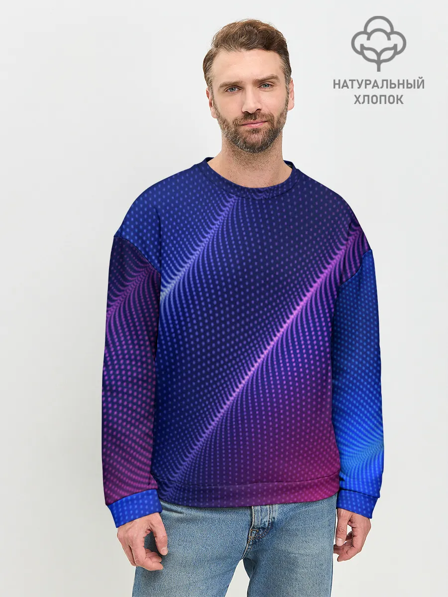 Мужской свитшот базовый / фиолетово 3d волны 2020