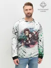Мужской свитшот базовый / Брызги красок Demon Slayer