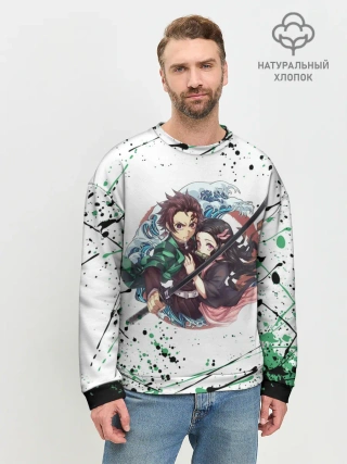 Мужской свитшот базовый / Брызги красок Demon Slayer