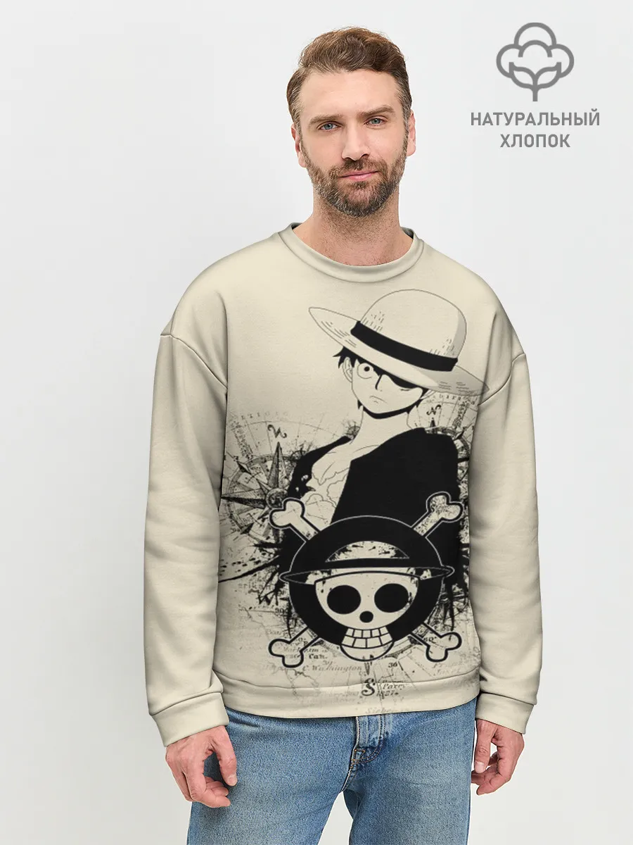 Мужской свитшот базовый / шляпа и череп One Piece