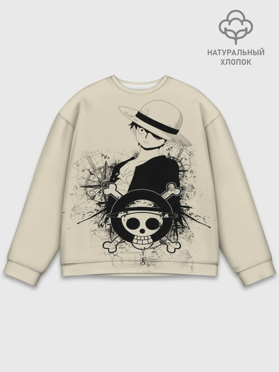 Мужской свитшот базовый / шляпа и череп One Piece