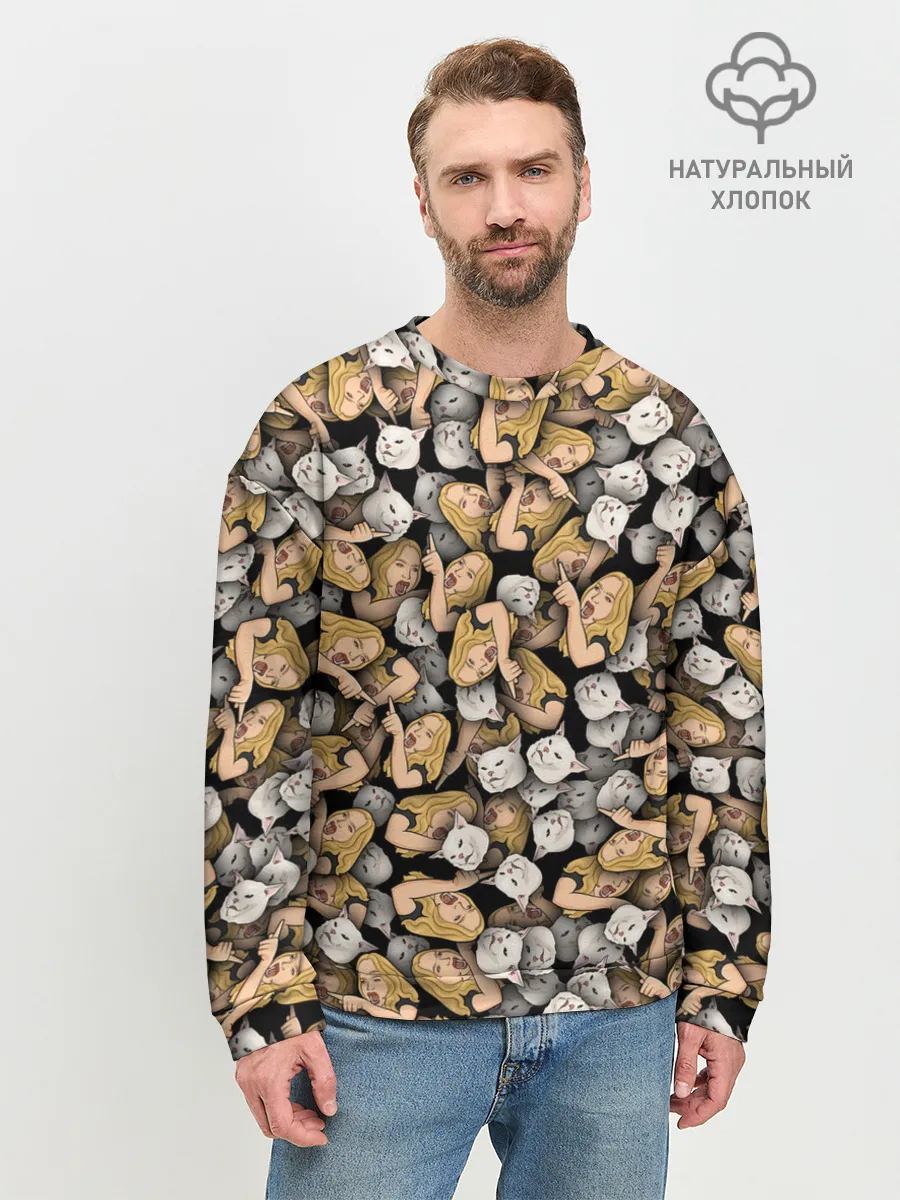 Мужской свитшот базовый / Woman Yelling at a Cat