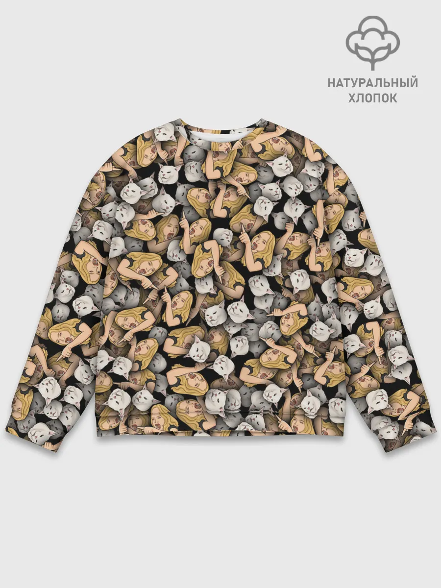 Мужской свитшот базовый / Woman Yelling at a Cat