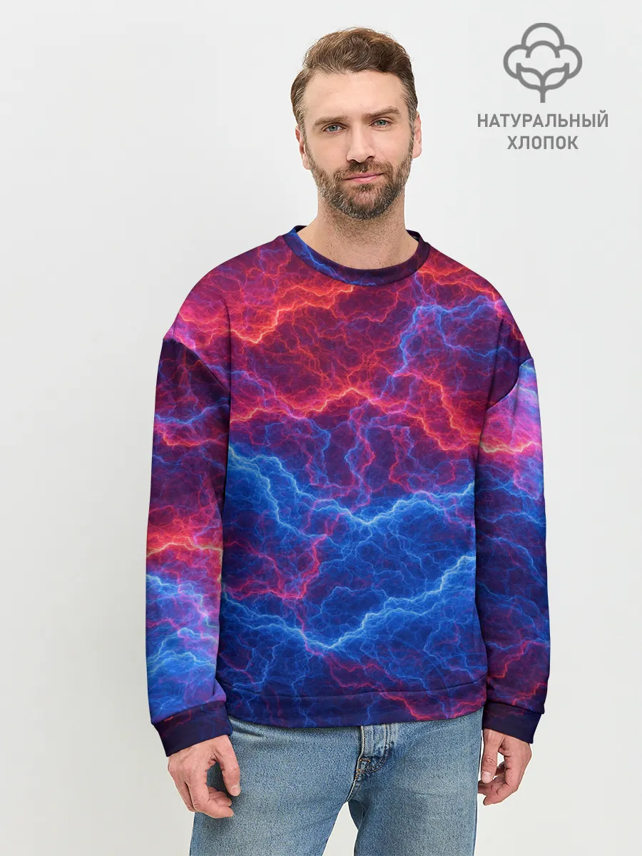 Мужской свитшот базовый / Молнии: Огонь и лед