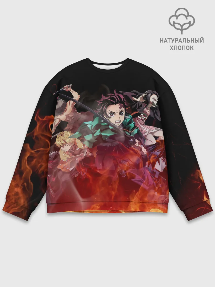 Мужской свитшот базовый / Kimetsu no Yaiba в пламени