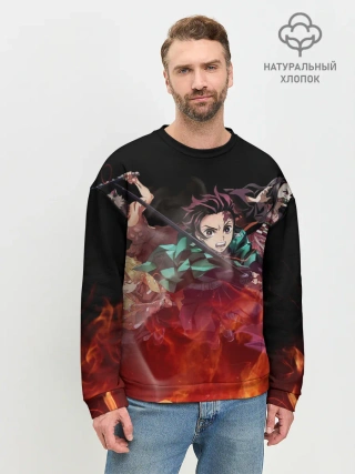 Мужской свитшот базовый / Kimetsu no Yaiba в пламени