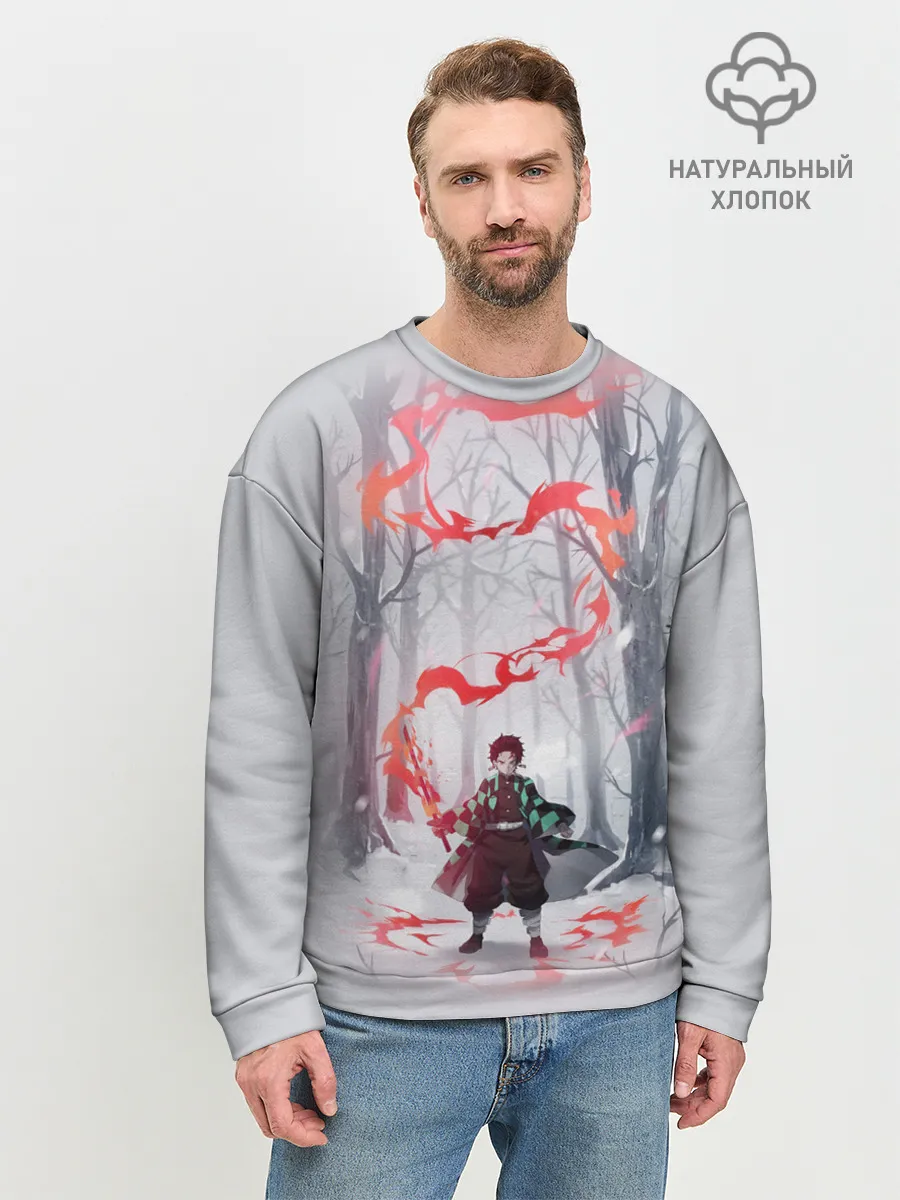 Мужской свитшот базовый / KIMETSU NO YAIBA красный след