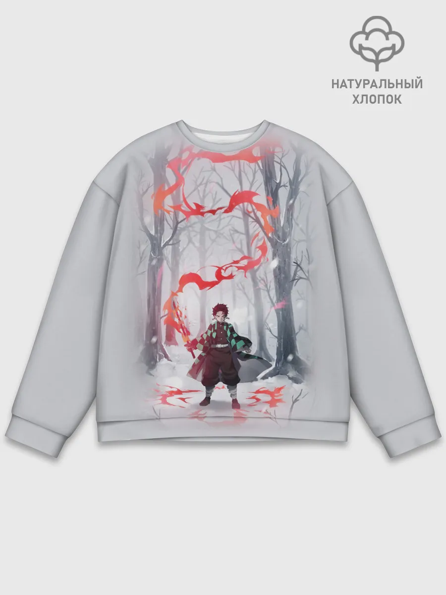 Мужской свитшот базовый / KIMETSU NO YAIBA красный след