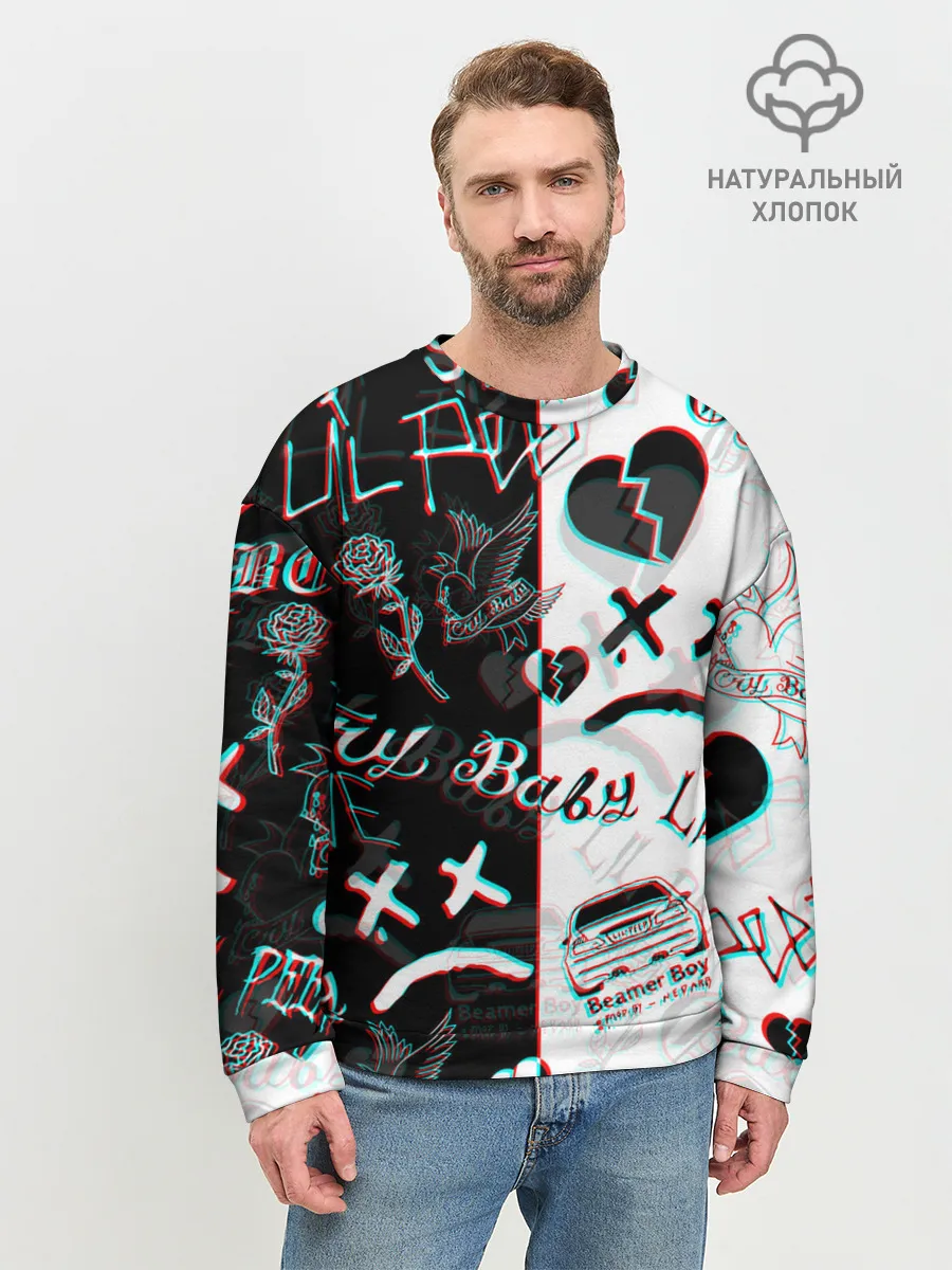 Мужской свитшот базовый / LIL PEEP GLITCH | ЛИЛ ПИП ГЛИТЧ