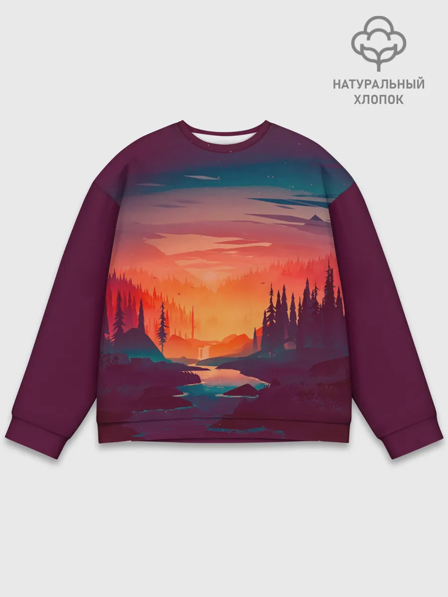 Мужской свитшот базовый / Minimal forest sunset