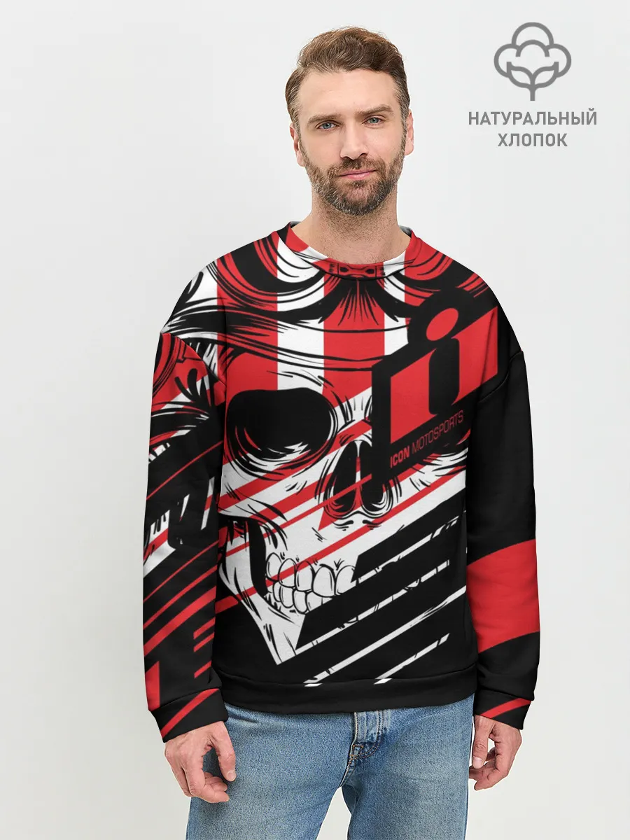 Мужской свитшот базовый / Череп Icon красный