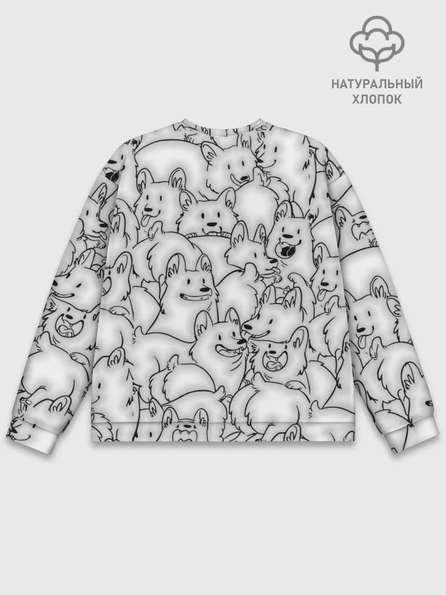 Мужской свитшот базовый / Корги ЧБ