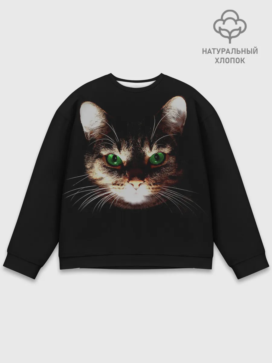 Мужской свитшот базовый / Зеленоглазый кот