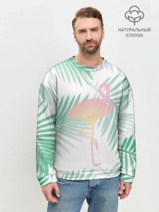 Мужской свитшот базовый / Фламинго в джунглях