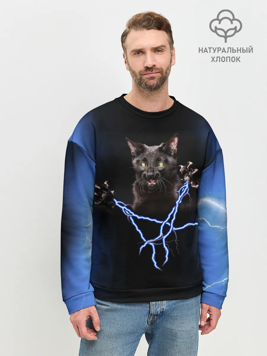 Мужской свитшот базовый / Грозовой кошак