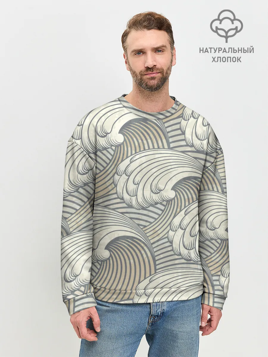 Мужской свитшот базовый / Арт волны