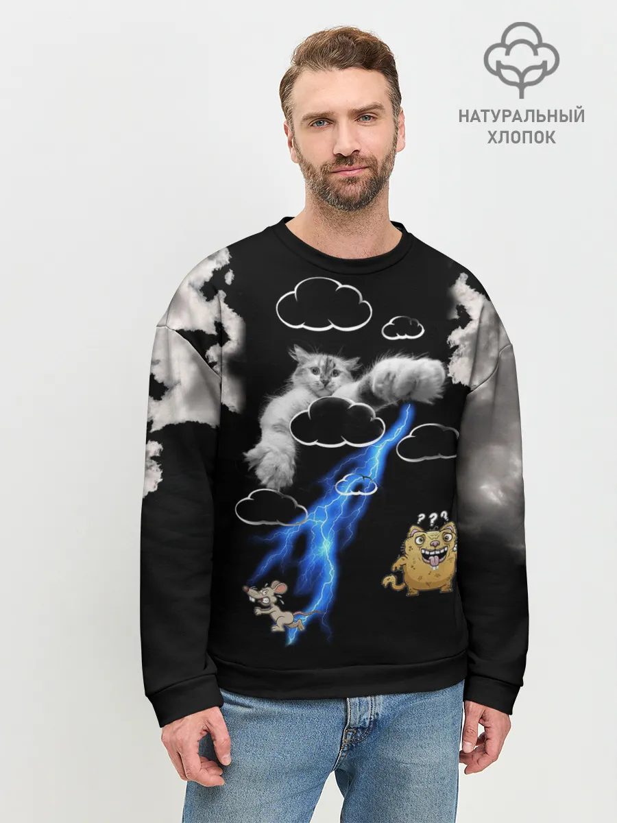 Мужской свитшот базовый / Грозовой, кошак