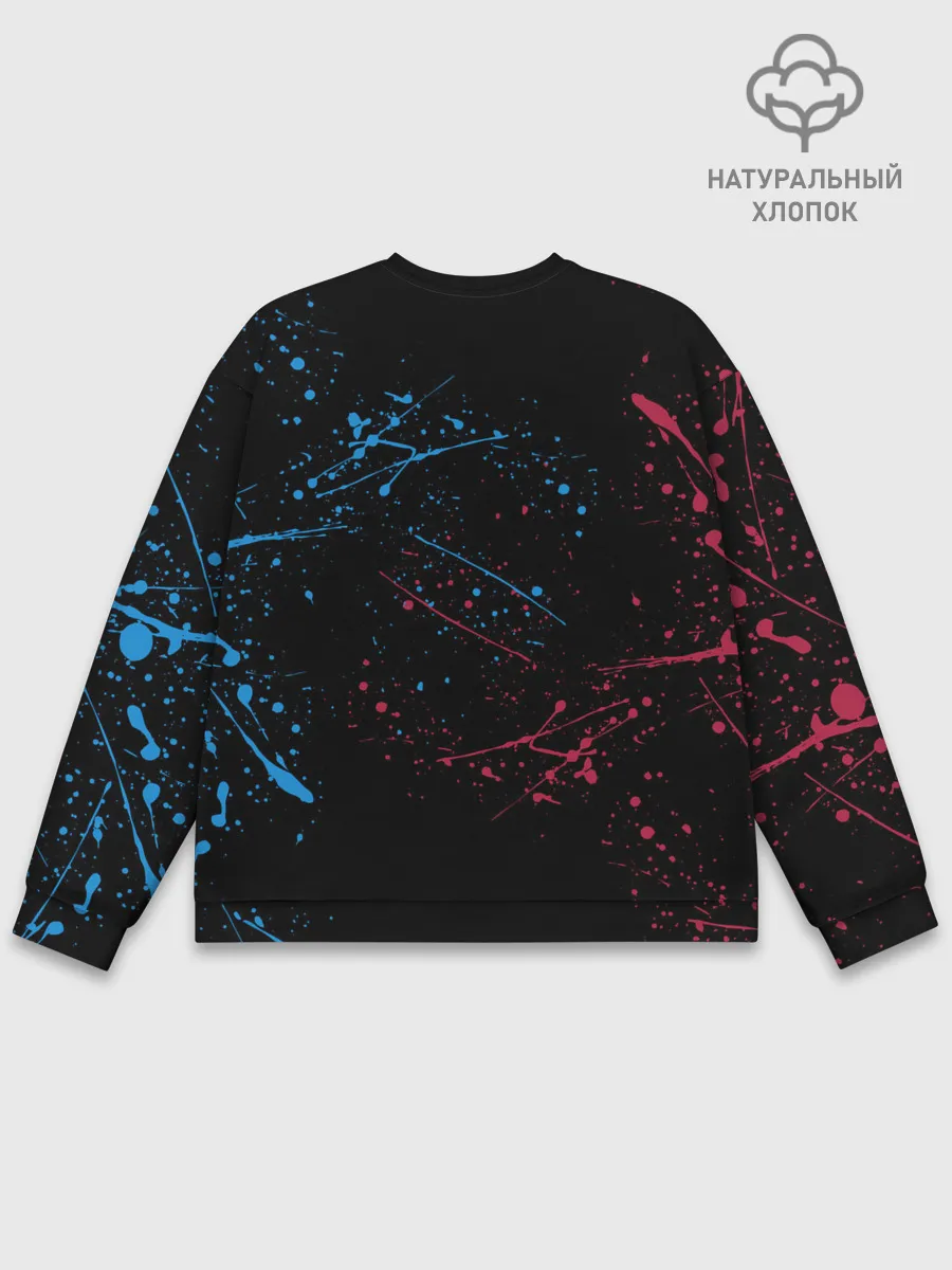 Мужской свитшот базовый / Kimetsu no yaiba красносиние брызги