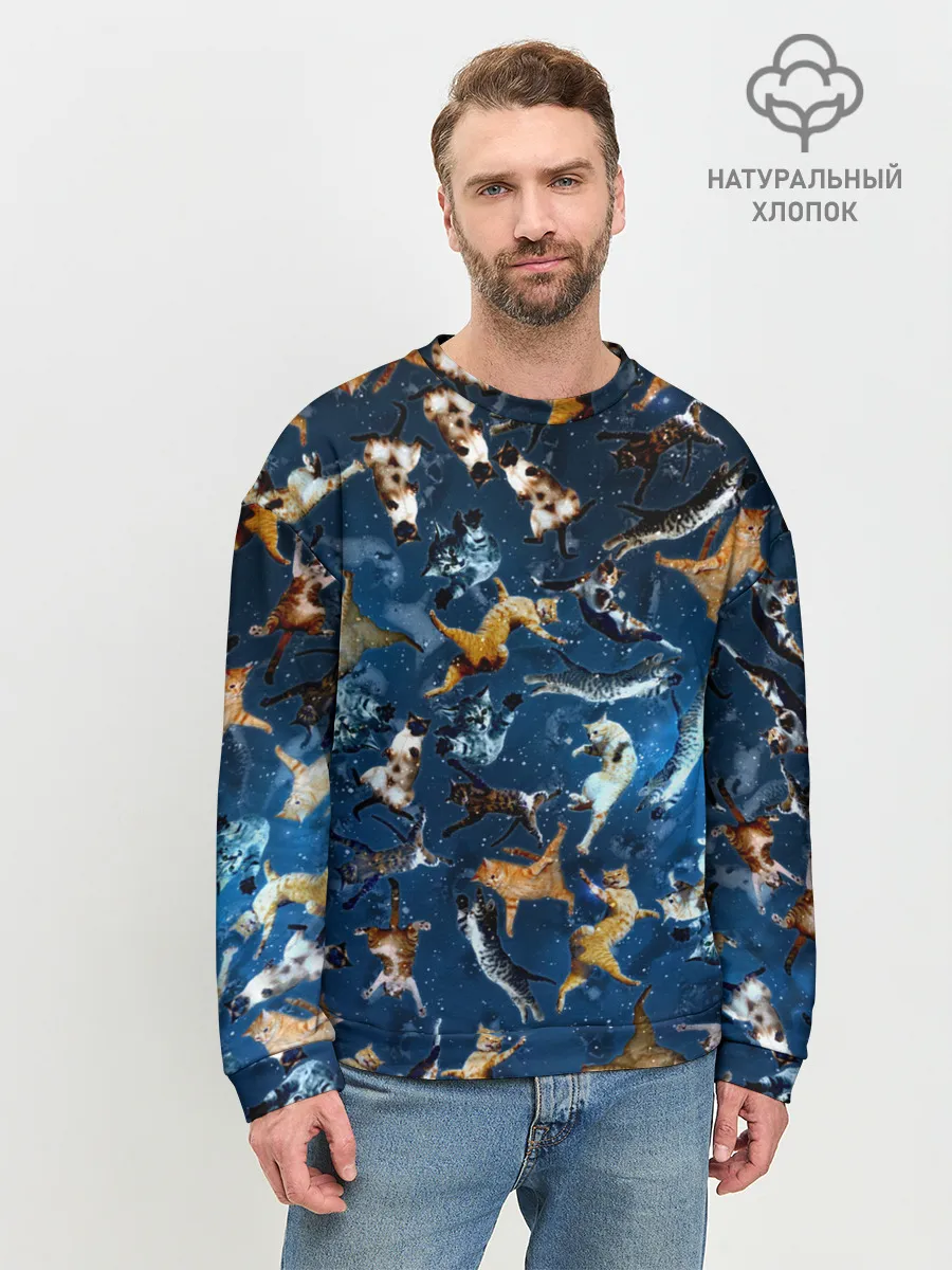 Мужской свитшот базовый / Космические коты