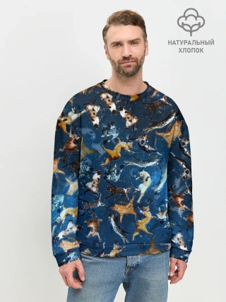 Мужской свитшот базовый / Космические коты