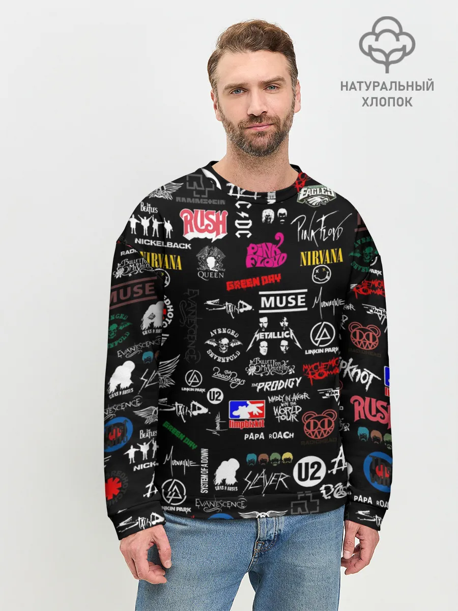 Мужской свитшот базовый / ЛОГОТИПЫ РОК ГРУПП | PATTERN