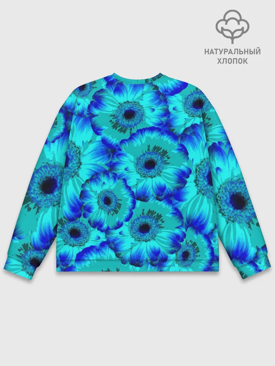 Мужской свитшот базовый / Голубые хризантемы