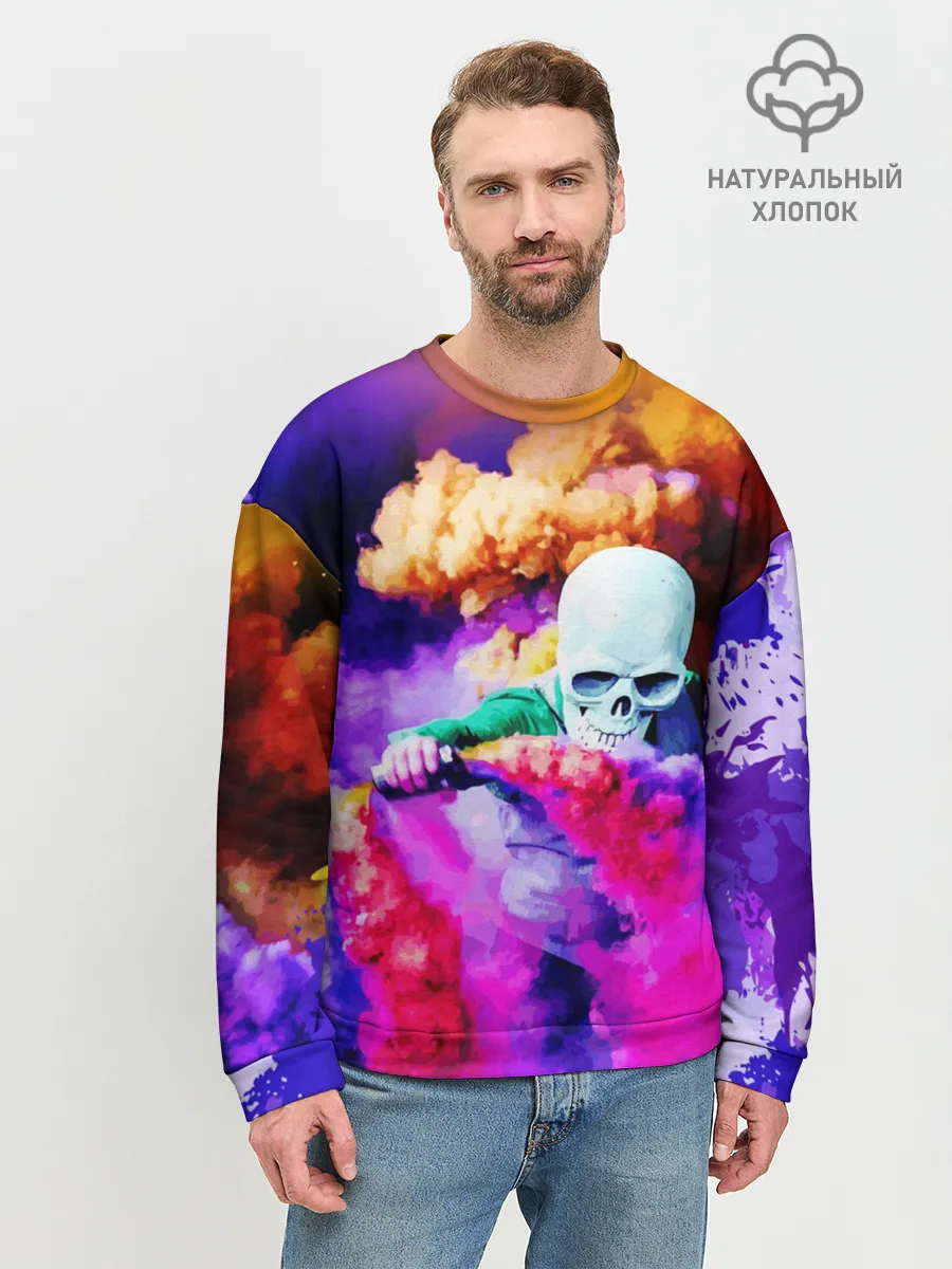 Мужской свитшот базовый / Череп в дыму