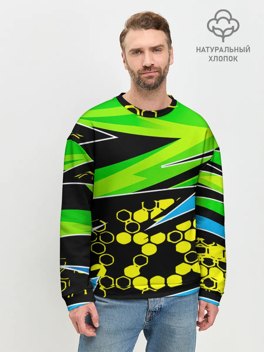 Мужской свитшот базовый / Light green urban marble