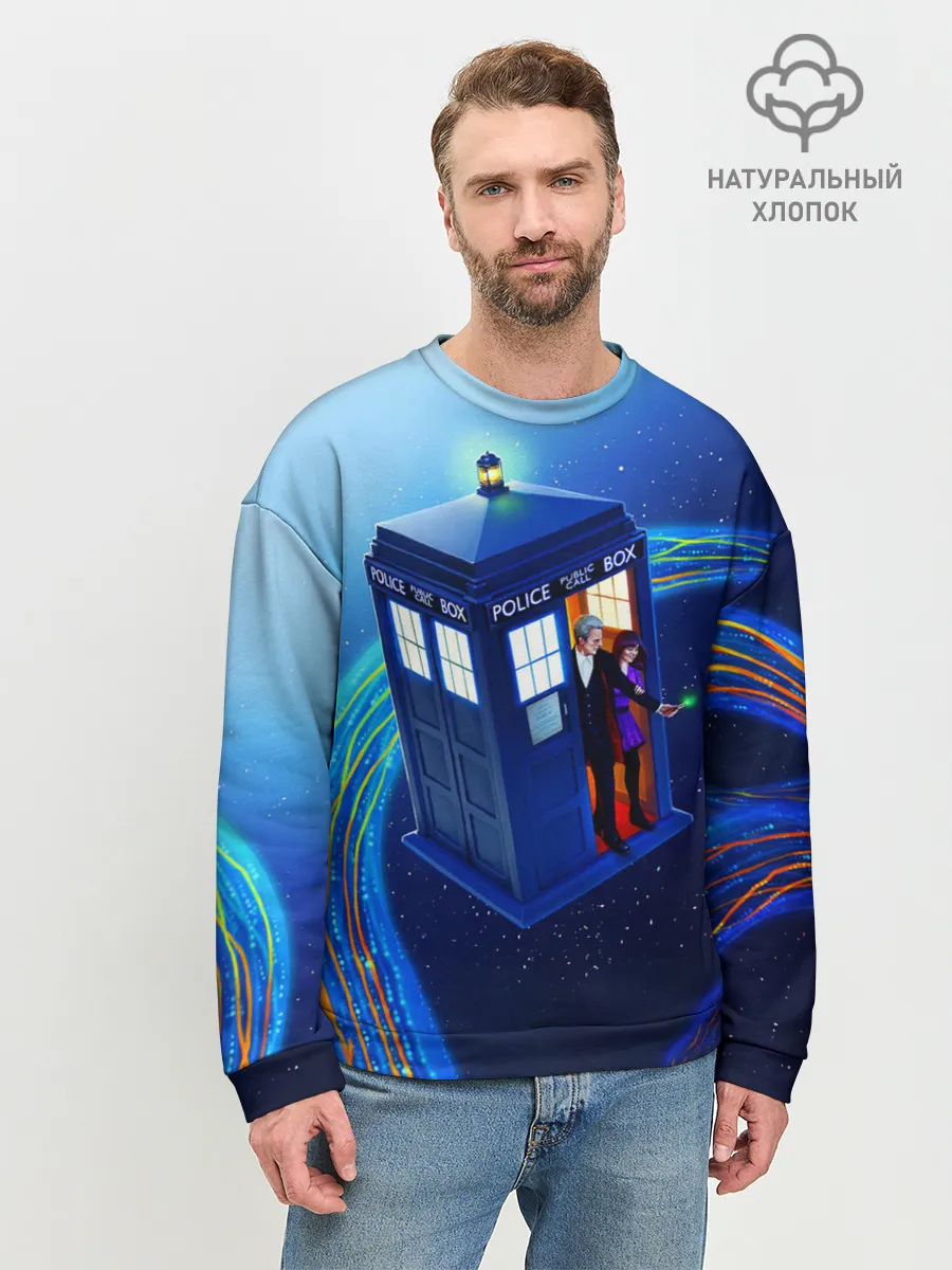 Мужской свитшот базовый / ДОКТОР И КЛАРА И ТАРДИС
