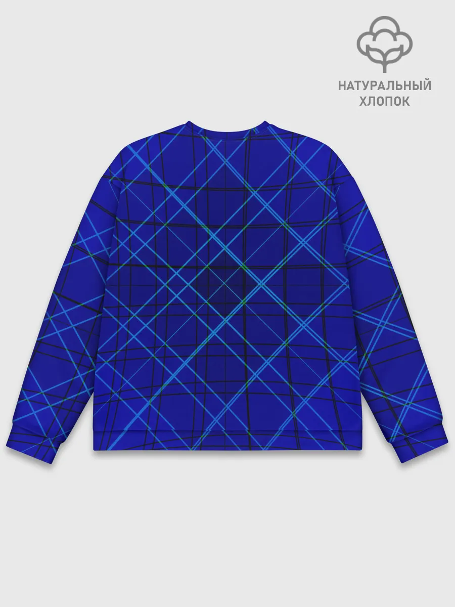 Мужской свитшот базовый / Сине-черная геометрия 3D