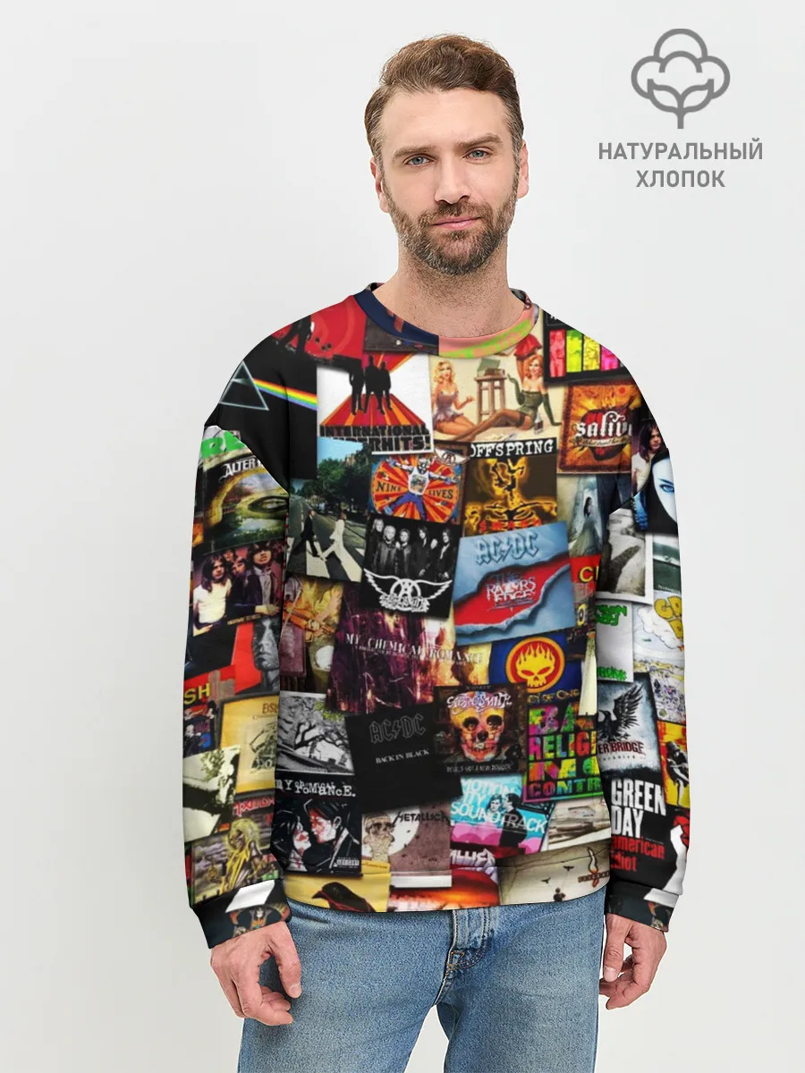 Мужской свитшот базовый / Альбомы лучших РОК групп