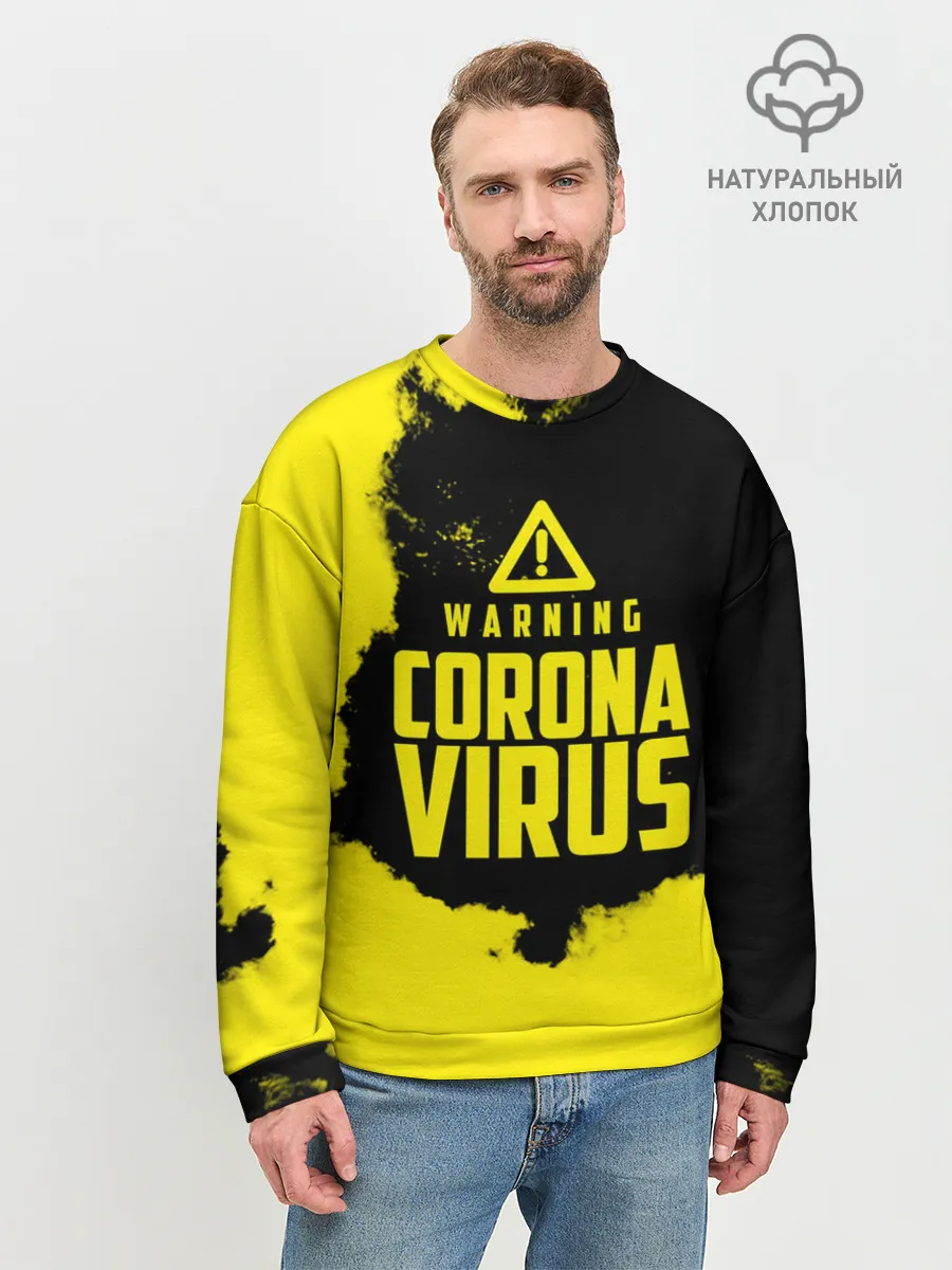 Мужской свитшот базовый / Warning Coronavirus