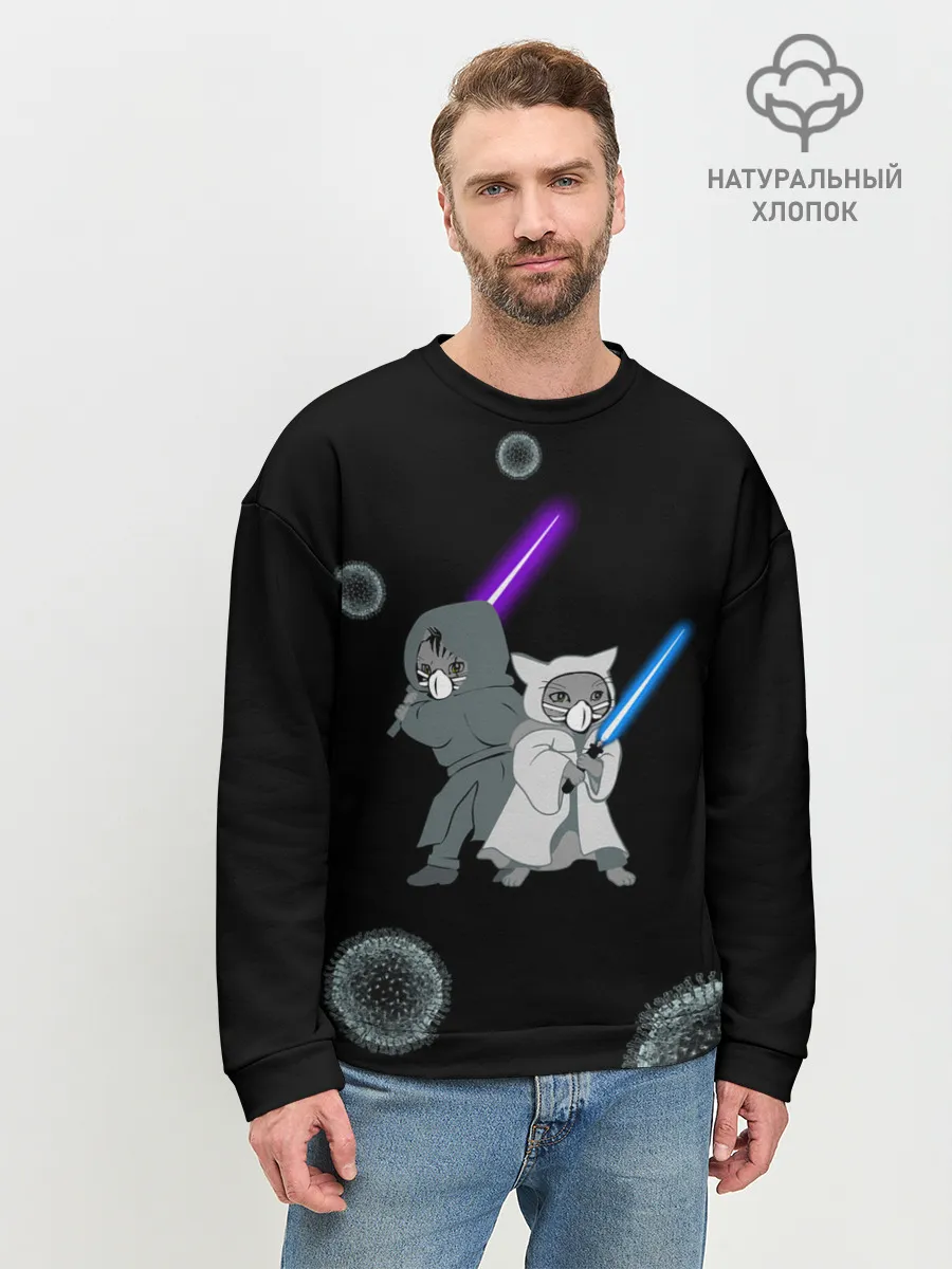 Мужской свитшот базовый / Котики vs Вирус
