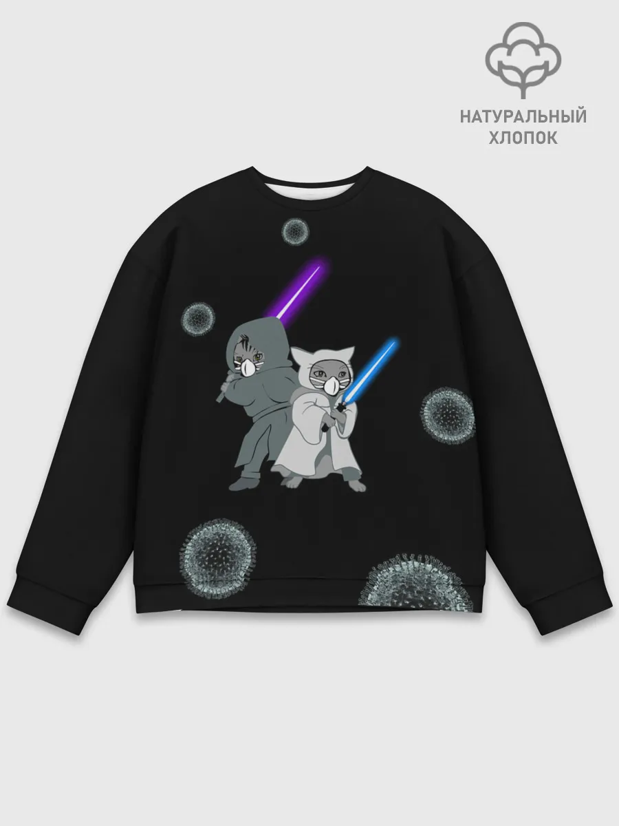 Мужской свитшот базовый / Котики vs Вирус