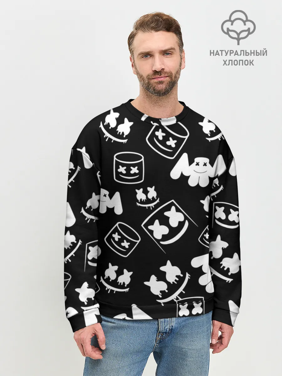 Мужской свитшот базовый / Marshmello ЧБ
