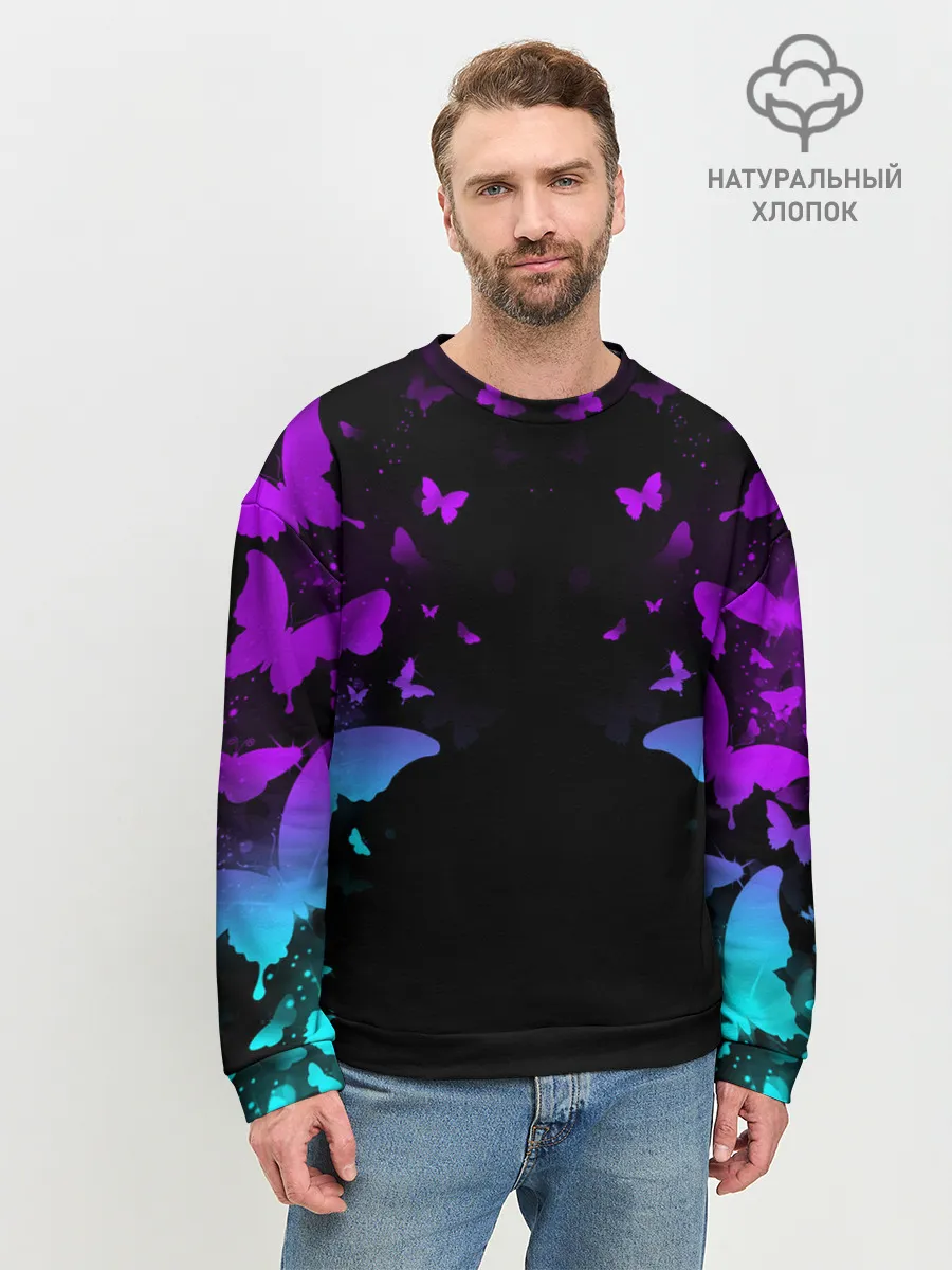 Мужской свитшот базовый / НЕОНОВЫЕ БАБОЧКИ | NEON BUTTERFLIES