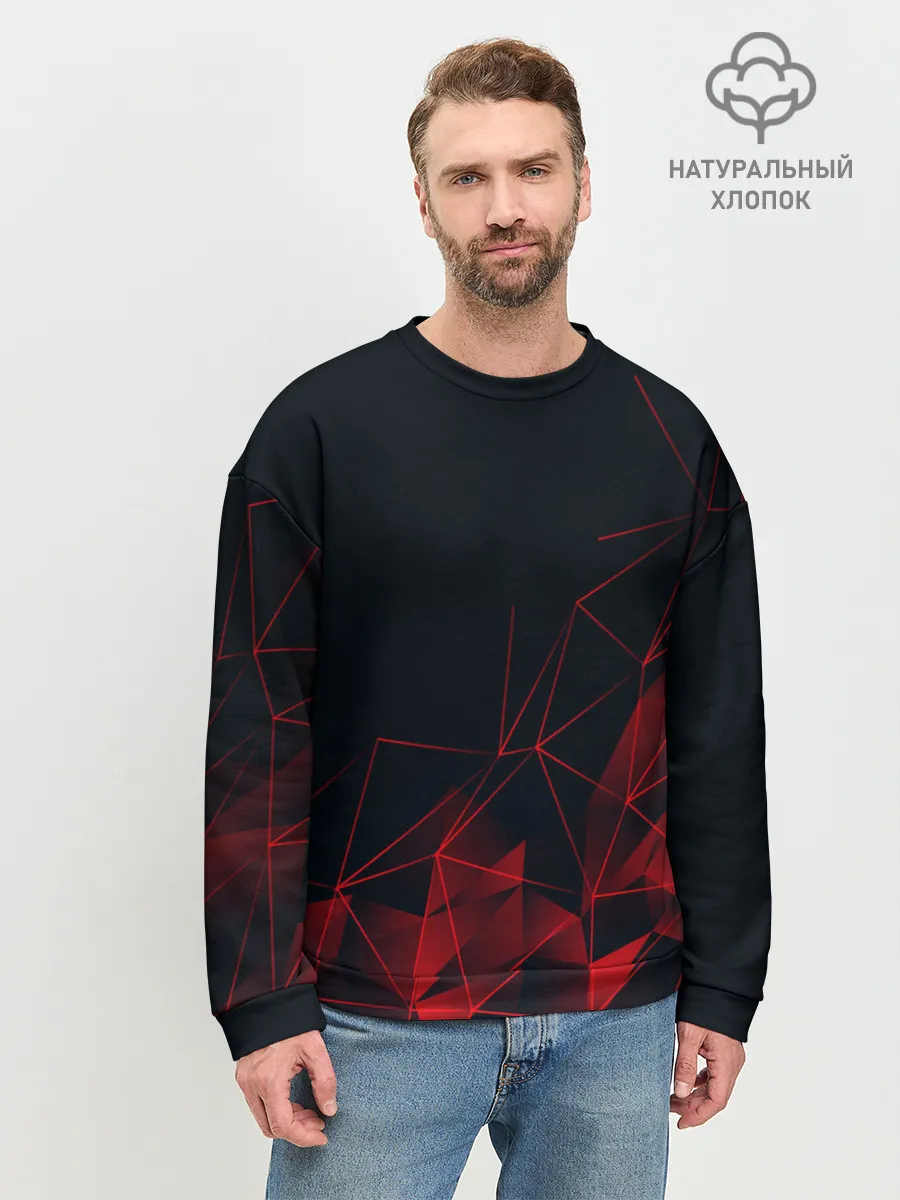 Мужской свитшот базовый / RED STRIPES | КРАСНАЯ ГЕОМЕТРИЯ