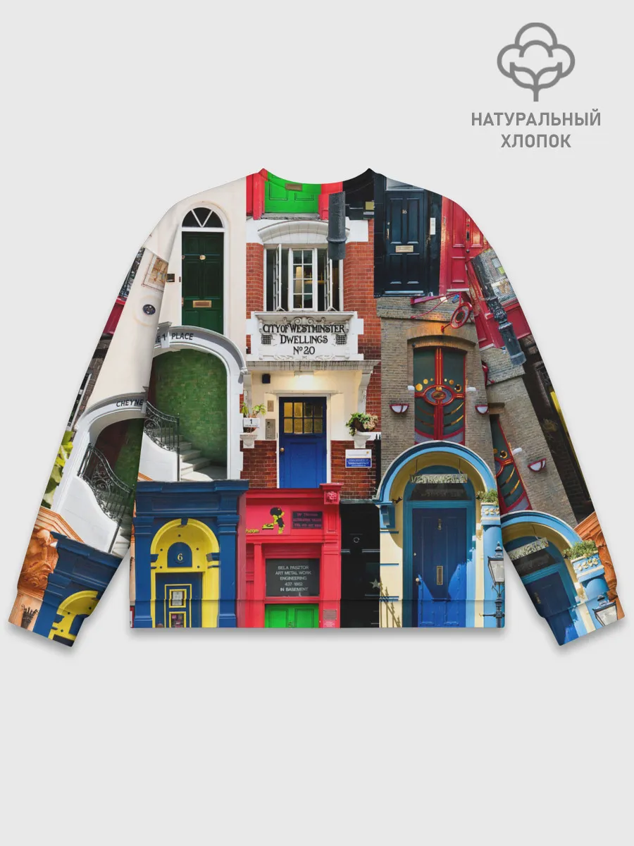 Мужской свитшот базовый / London doors цифровой коллаж