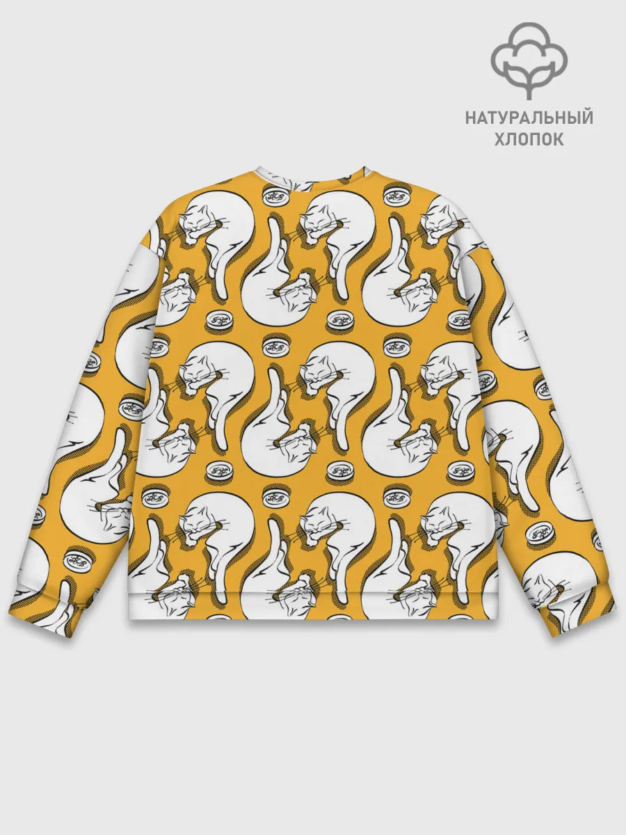 Мужской свитшот базовый / Белая кошка и корм