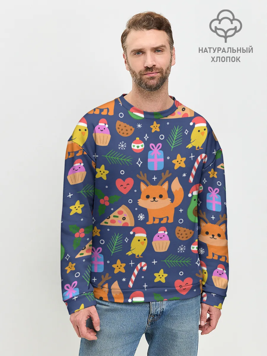 Мужской свитшот базовый / Новогодний макет