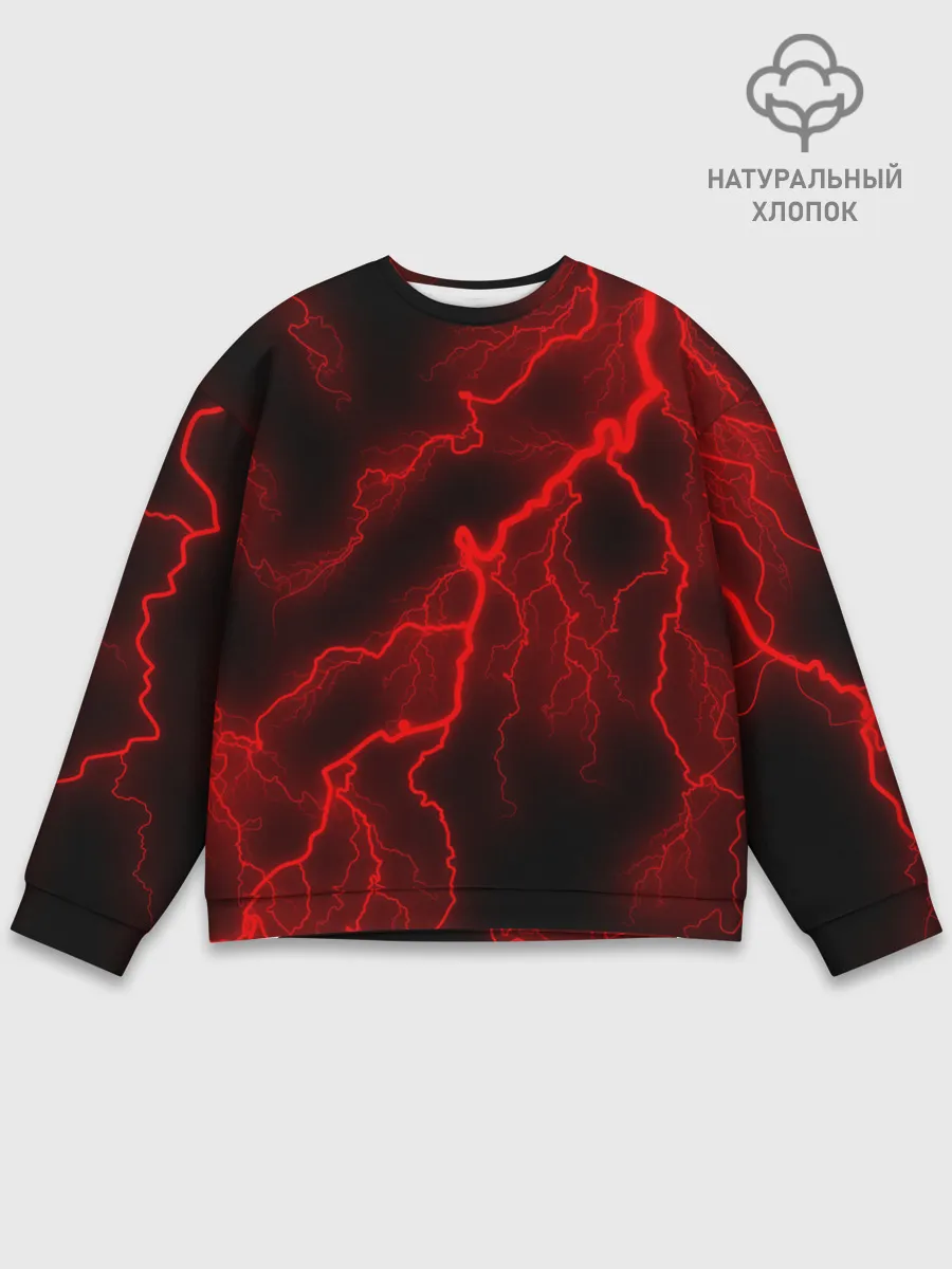 Мужской свитшот базовый / МОЛНИЯ RED NEON