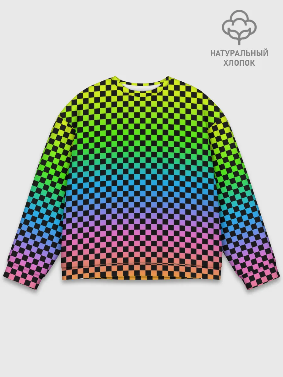 Мужской свитшот базовый / РАДУЖНАЯ ШАХМАТКА