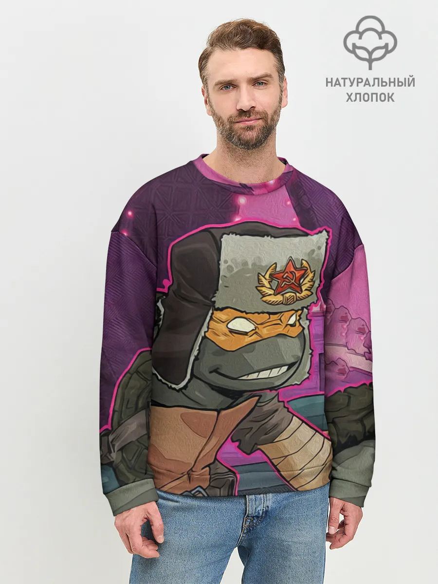 Мужской свитшот базовый / ЧЕРЕПАШКА В УШАНКЕ НИНДЗЯ