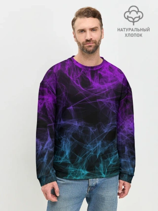 Мужской свитшот базовый / NEON SMOKES STRIPES | НЕОНОВЫЕ ВОЛНЫ