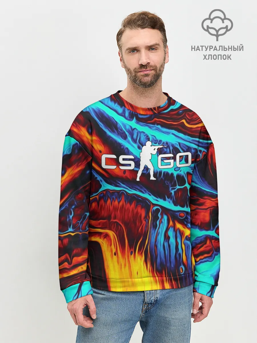 Мужской свитшот базовый / CS GO STRIPES FLAME | КС ГО ПЛАМЯ